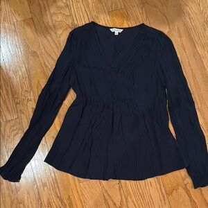 Nanette Lepore Black Long Sleeve Blouse with V-Neckline